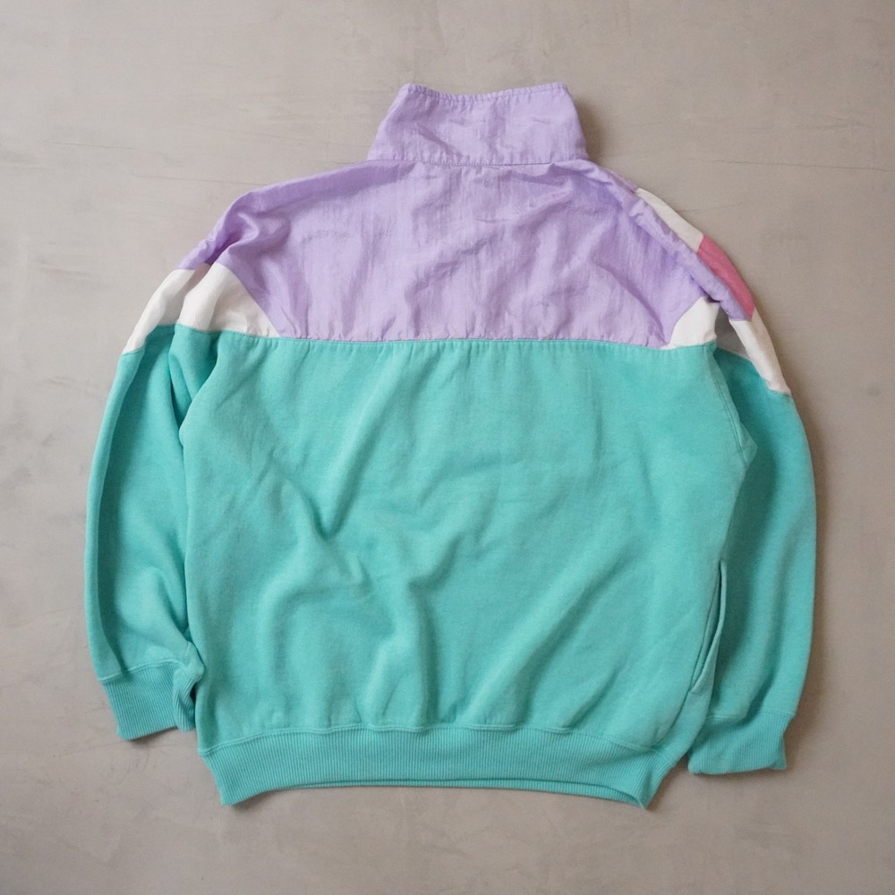 Bold Spirit Vintage 90s Colorblock Quarter Zip Pullover Teal Purple Pink Large - Picture 2 of 7